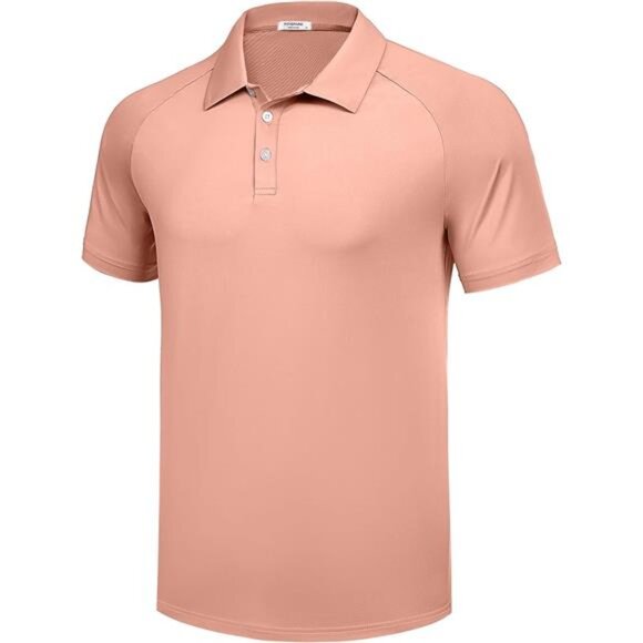 Mens Polo Shirts Quick-Dry Pink